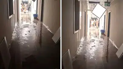 Bornova KYK Yurdu’nda boru patladı: Odalar suya gömüldü