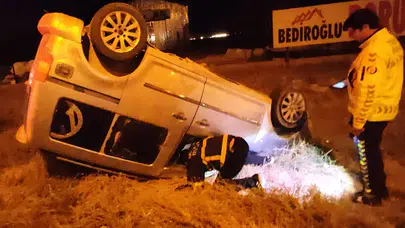 E90 Karayolu’nda ilginç kaza! Kamyon takla attı, sürücü ortadan kayboldu
