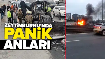 İş makinesi alev alev yandı!