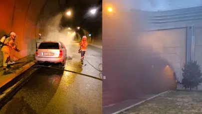 İzmir Konak Tüneli'nde korku anları: Alev alan otomobil küle döndü!