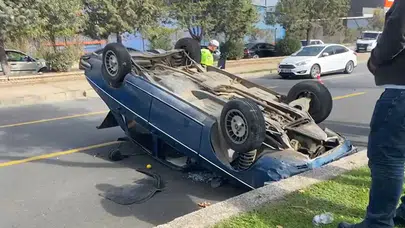 Aydın’da takla atan otomobilin sürücüsü burnu bile kanamadan kurtuldu