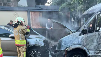 Manisa Turgutlu’da öğrenci servisinde yangın paniği