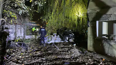 Sakarya'da iki otomobil çarpışarak bahçeye düştü: 1 ölü, 4 yaralı!
