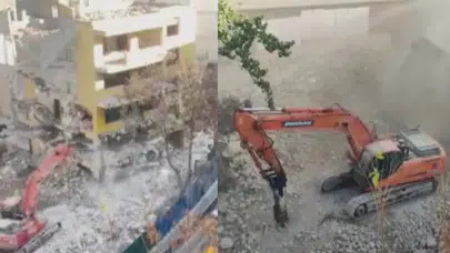 Ankara'da kontrollü yıkım kabusa döndü! Molozlar araçların üzerine yağdı