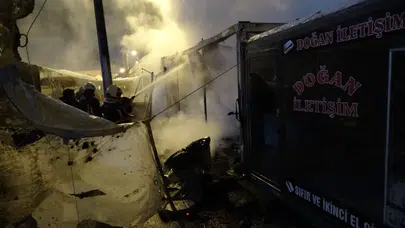 Malatya'da konteyner çarşıda korkutan yangın!