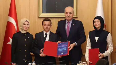 TBMM Başkanı Kurtulmuş ve Bakan Göktaş, Ulusal Çocuk Forumu temsilcilerini kabul etti!