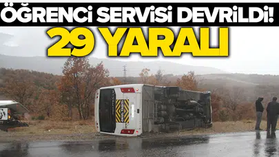 Konya’da servis devrildi!