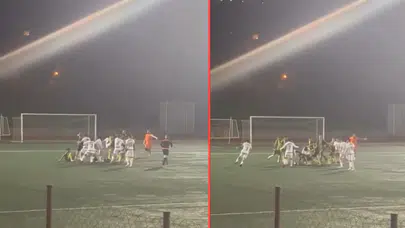 Kocaeli'de amatör maçta futbolcular tekme tokat birbirine girdi: İşte o anlar