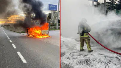 Bursa'da seyir halindeki otomobil alev topuna döndü!