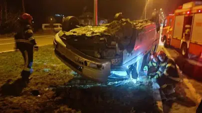 Yoldan çıkan otomobil ters döndü: 1 yaralı