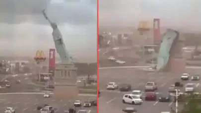 Brezilya’da şiddetli fırtına: Özgürlük Heykeli’nin replikası yıkıldı!