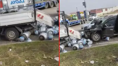 Diyarbakır’daki kazada tüpler yola savruldu!