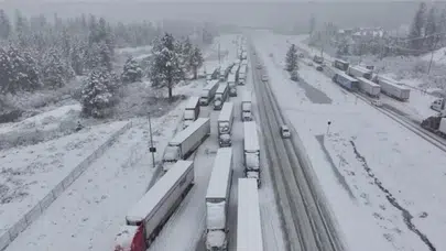 Donner geçidi’nde yoğun kar yağışı: Tırlar yolda mahsur kaldı