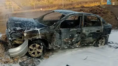 Kahramanmaraş'ta yanan otomobil kül oldu!