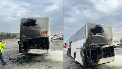 Kahramanmaraş'ta seyir halindeki yolcu otobüsü alev aldı!