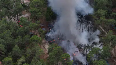 Fethiye’de karavan yangını ormana sıçradı