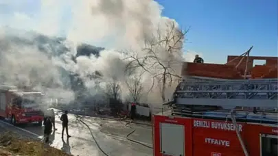 Denizli Serinhisar’da iş yerinde korkutan yangın!