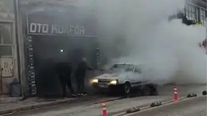 Kırşehir’de seyir halindeki otomobil alev aldı: Esnaf facianın önüne geçti