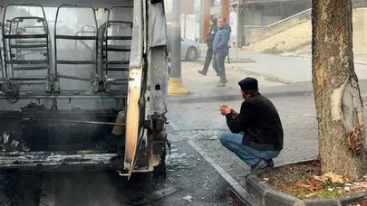 Sivas’ta okul servisi alev aldı