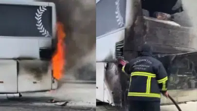 Gaziantep'te yolcu otobüsü yandı!