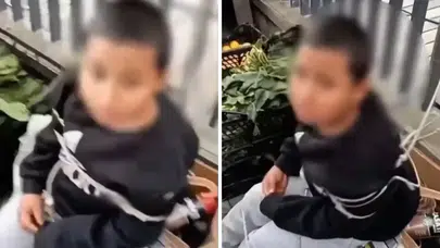 Sarıyer semt pazarında küçük çocuğu iple bağladılar! Sosyal medya bu görüntülerle çalkalandı