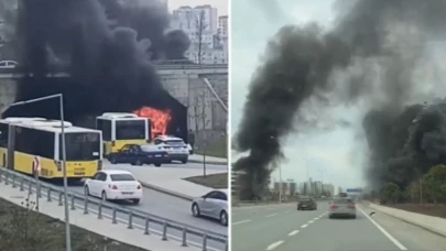 İETT otobüsü alev alev yandı