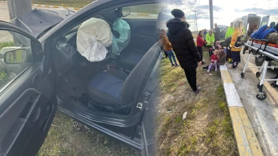 Tekirdağ'da otomobil direğe çarptı: 6 yaralı