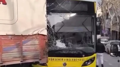 Belediye otobüsü dört aracı ezdi geçti!
