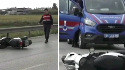 Bariyerlere çarpan motosiklet sürücüsü can verdi