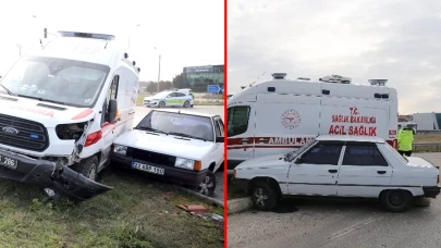 Hasta nakli yapan ambulansla otomobil çarpıştı!