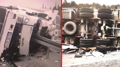 Manisa'da et yüklü tır devrildi: 1 ölü!