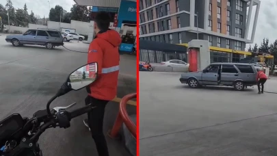 Pendik'te ilginç kaza! Yakıt pompasını çıkarmadan hareket etti