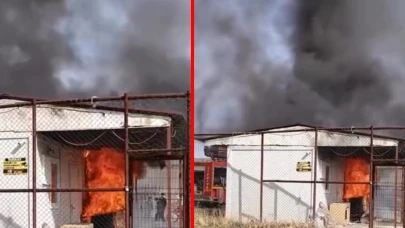Van'da yangın: Konteyner alevlere teslim oldu