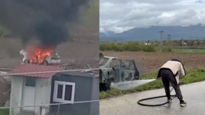Osmaniye'de seyir halindeki otomobil alev aldı!