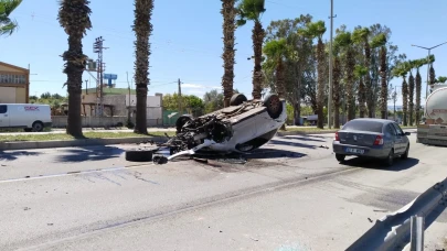 Tekerleği kopan araçtan sürücü sağ çıktı