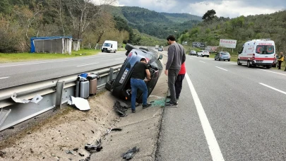 Balıkesir'in Havran ilçesinde otomobil devrildi
