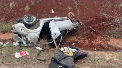 Çorum'da otomobil takla attı: 3’ü ağır 4 yaralı