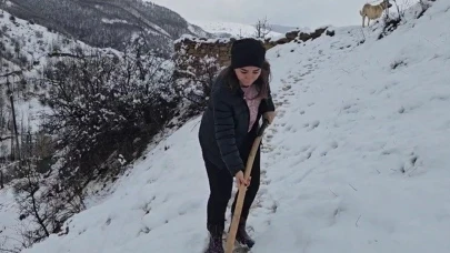 Erzincan'da Nisan ayında aniden kar yağışı etkili oldu