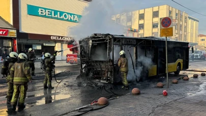 Ümraniye’de İETT otobüsü alev alev yandı