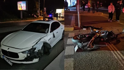 Sarıyer'de feci kaza! Kontrolden çıkan motosiklet otomobile girdi: 2 ağır yaralı!