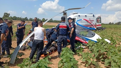 Adana'da jandarma cayrokopteri araziye sert iniş yaptı