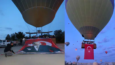Kapadokya'da 19 Mayıs coşkusu: Gökyüzünde Türk bayrakları dalgalandı