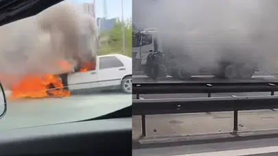Bahçelievler'de otomobil alev alev yandı!