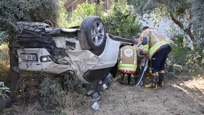 Manisa'da otomobil takla attı: Sürücü yaralandı