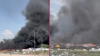Tekirdağ geri dönüşüm fabrikasında feci yangın: İtfaiye eri dumandan etkilendi