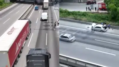 Anadolu Otoyolu'nda yangın! Seyir halindeki otomobil yandı