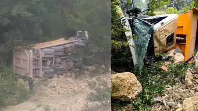 Bilecik'te hızlı tren inşaatında facia: Hafriyat kamyonu devrildi