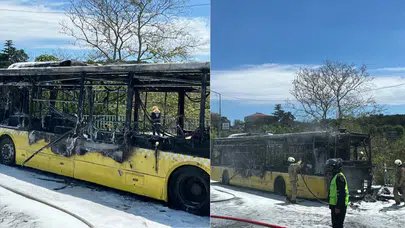 İstanbul İETT otobüsü alev alev yandı