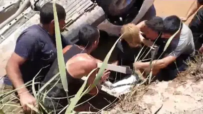 Diyarbakır'da otomobil sulama kanalına düştü