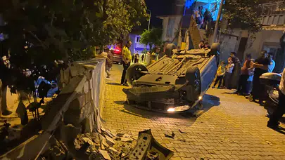 Tokat'ta otomobil evin duvarına çarparak takla attı! 2 kişi yaralandı